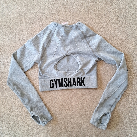 Gymshark Flex Sports Crop Top Grey Size Small Active Top Long Sleeved - Picture 12 of 16
